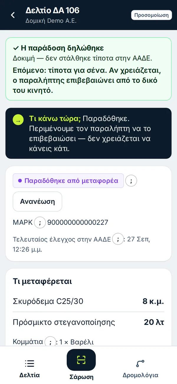 Μήνυμα «Η παράδοση δηλώθηκε» με το επόμενο βήμα